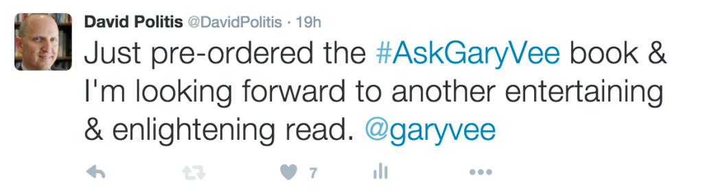 Twitter Screengrab re. Pre-Order of #AskGaryVeeBook