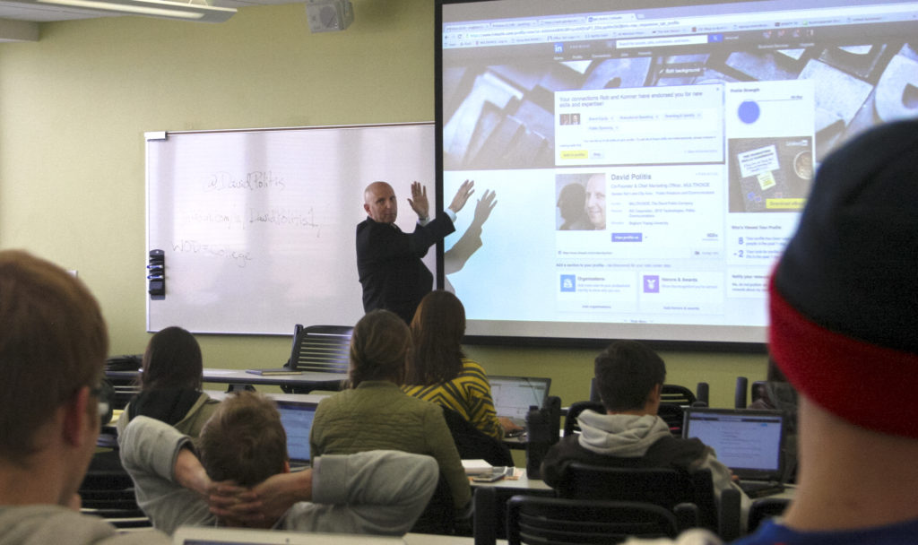 Marketing consultant, David Politis, teaching students the critical aspects of a great LinkedIn Profile.
